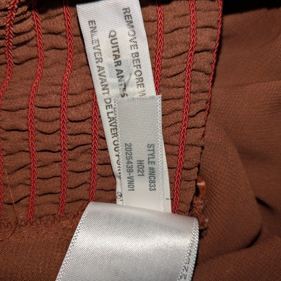 Madewell Floral Button Front Long Sleeve Crop Top Brown Boho Blouse Size Small - Picture 12 of 12